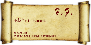 Hári Fanni névjegykártya